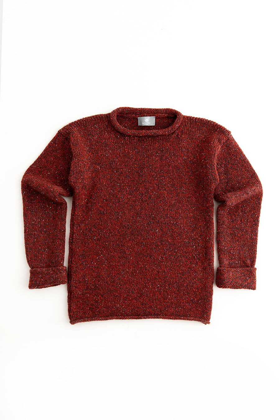 womens chunky wool jumper sweater russet red cuffed