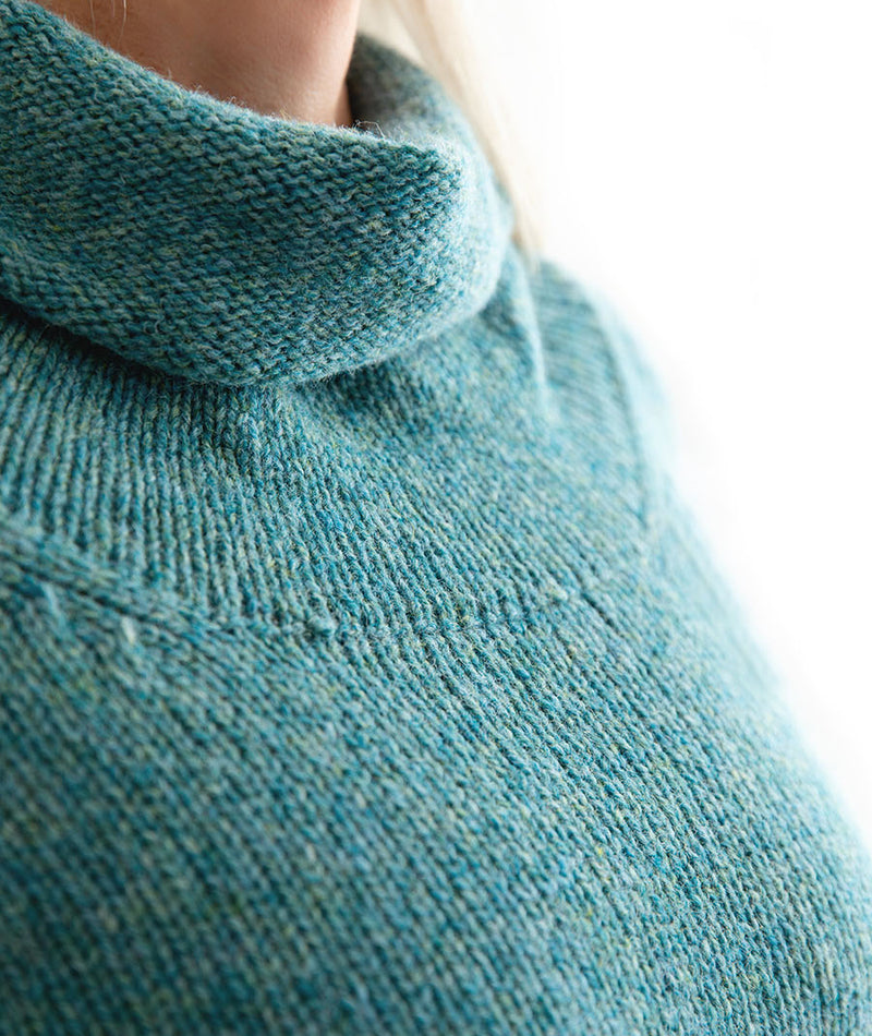 womens wool cowl neck sweater jumper teal aqua
