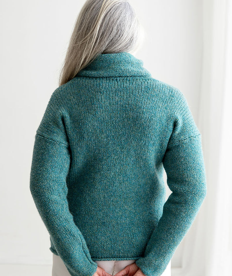womens cowl neck jumper sweater teal aqua wool