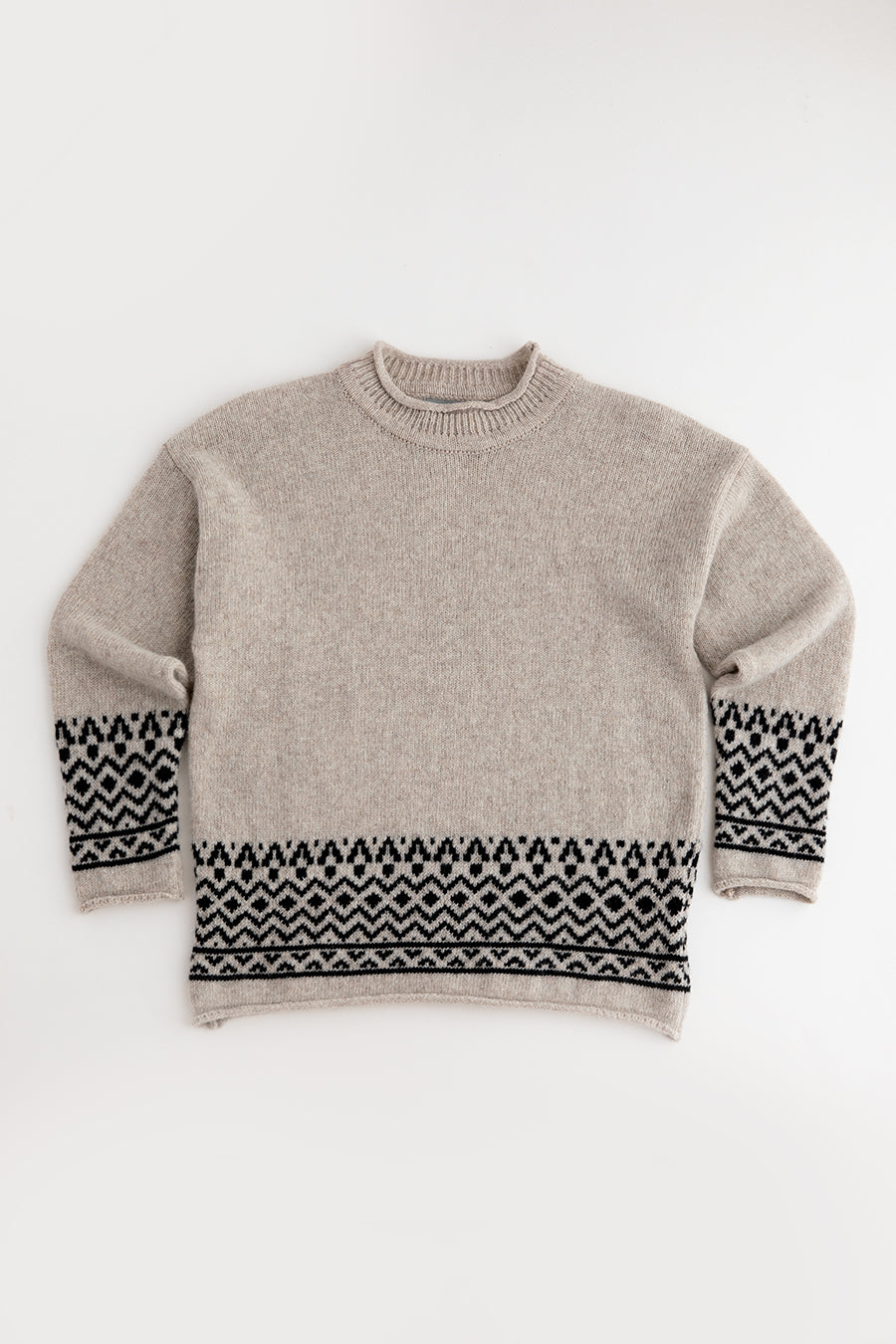 womens fair isle jumper sweater relaxed braemar beige black