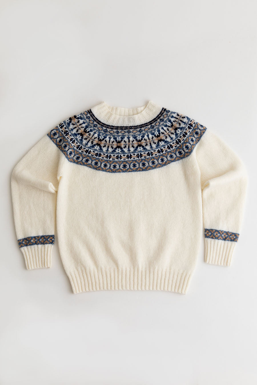 Womens festival yoke fair isle jumper winter white