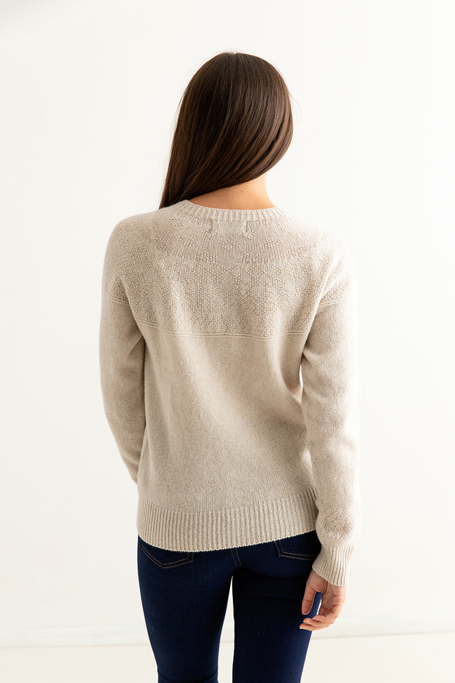 womens gansey guernsey cardigan lambs wool almond back