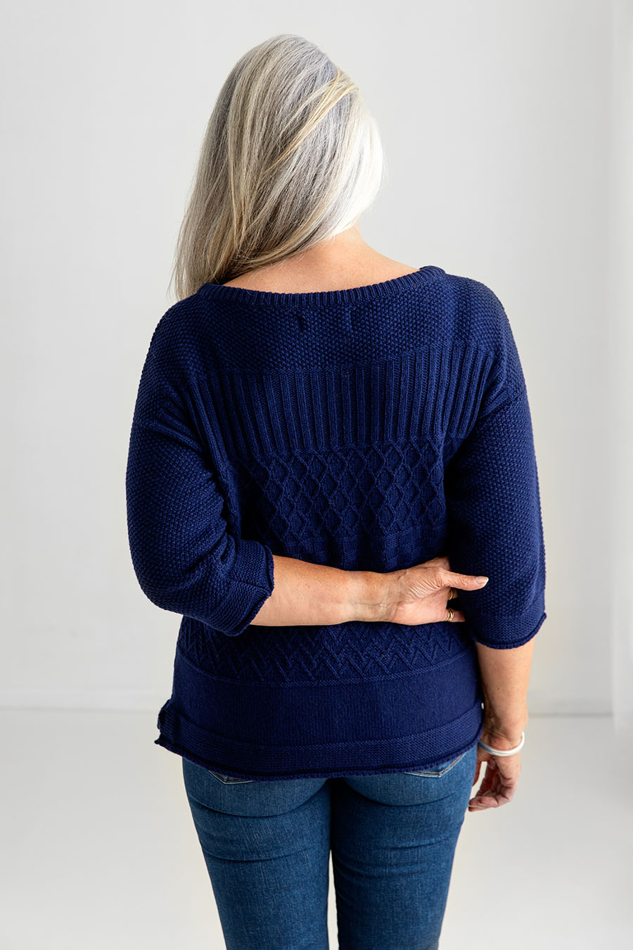 womens gansey jumper blue wool guernsey sweater