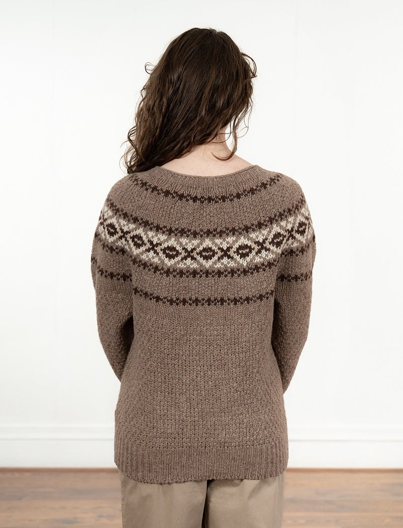 Womens Chunky Etive Yoke Fair Isle Jumper - Mocha