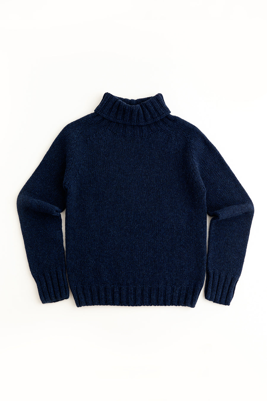 womens navy blue polo neck jumper sweater chunky lambs wool