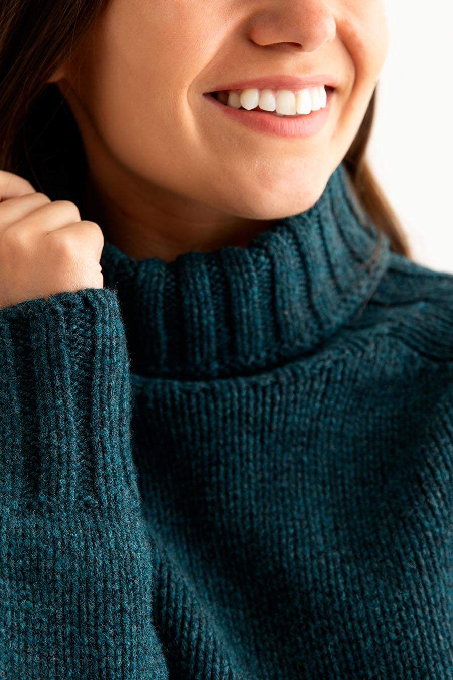 womens polo neck chunky jumper sweater teal fine lambs wool geelong