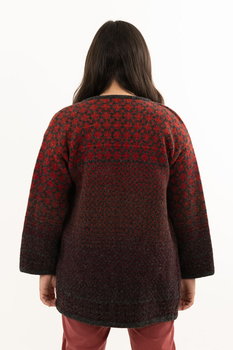 womens wool long cardigan fairisle kimono coatigan