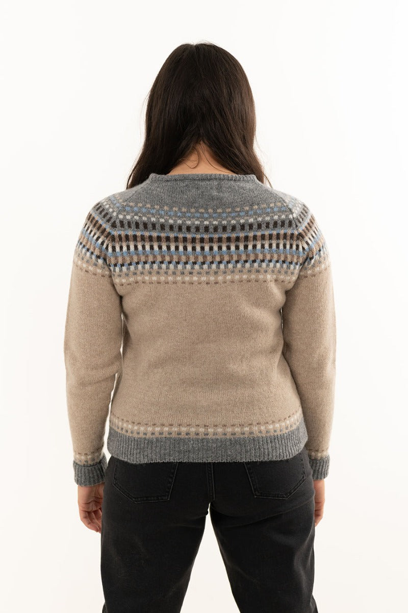Womens Building Blocks Fair isle Cardigan - Sand