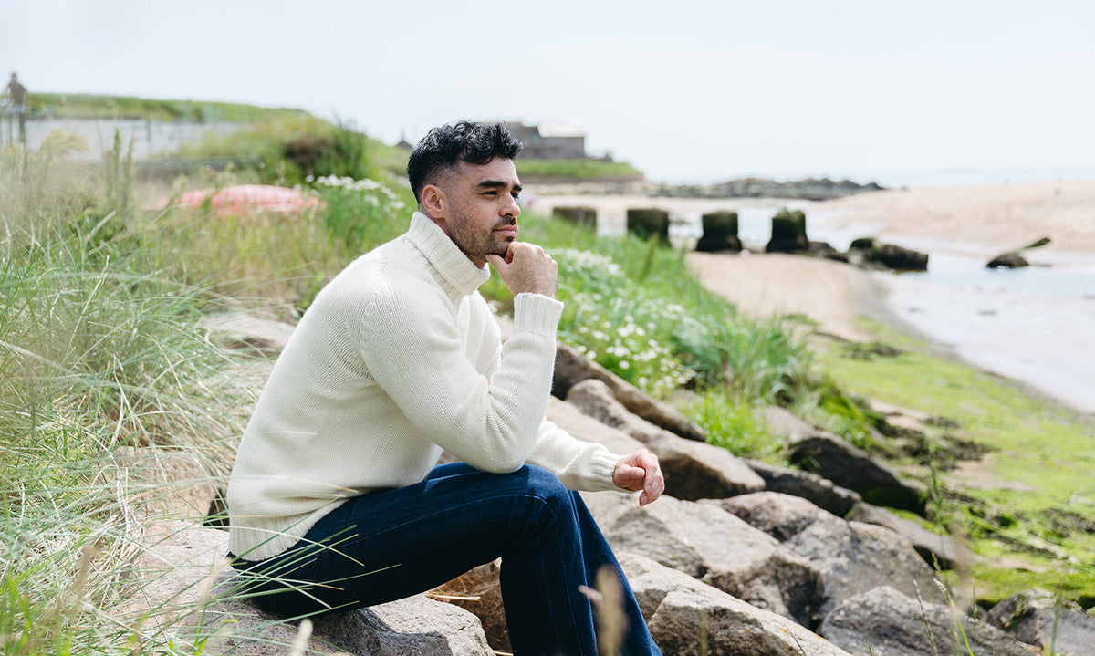 Mens Wool Roll Neck Jumpers