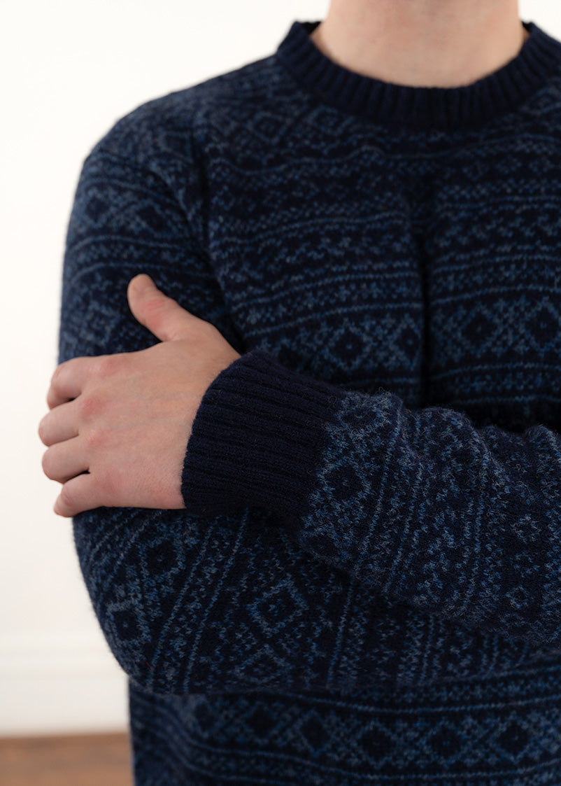 Mens Fair isle Conan Jumper - Navy