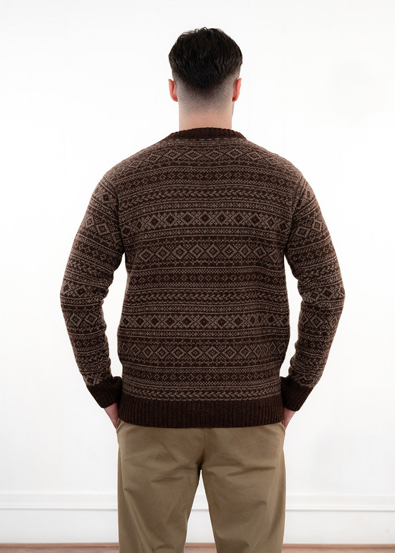 Mens Fair isle Conan Jumper - Coffee
