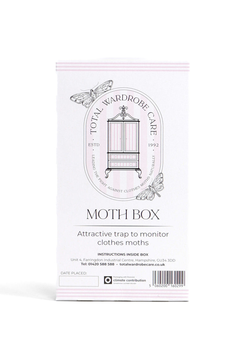 Pheromone clothes moth box trap packaging on a white background