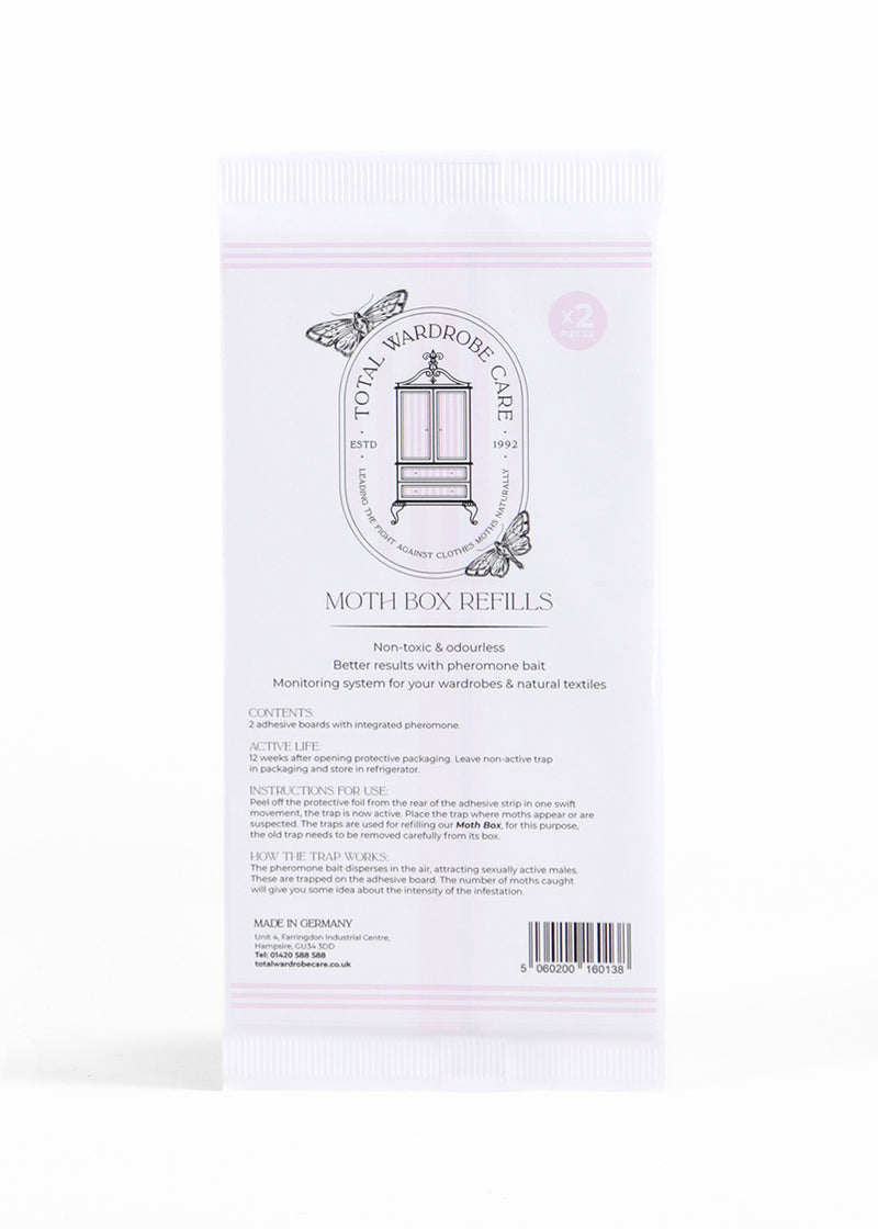 Clothes moth pheromone refill pack on a white background
