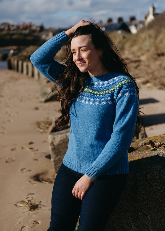 Womens Croft II Yoke Fair Isle Jumper - Blue