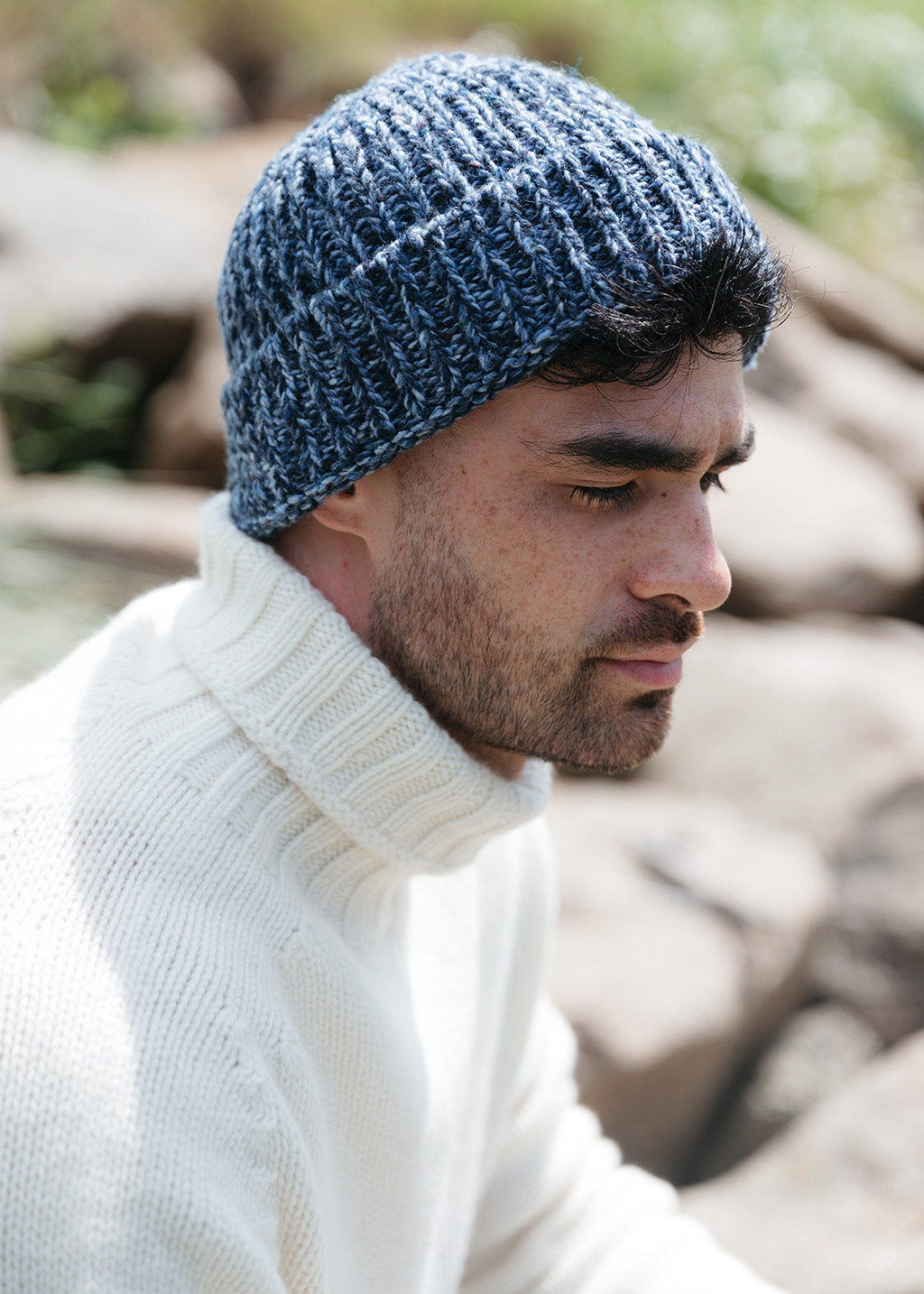 Donegal Wool Hat & Socks Gift Box Set in Navy