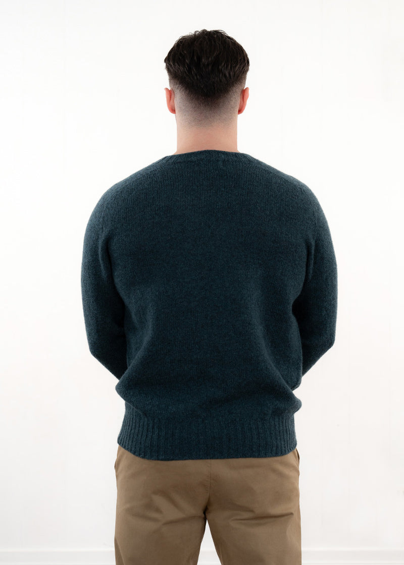 mens dark teal shetland sweater jumper blue