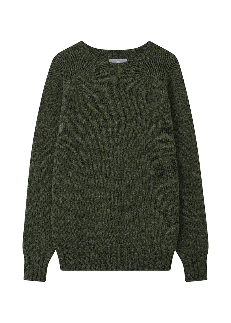 mens green shetland sweater on a white background