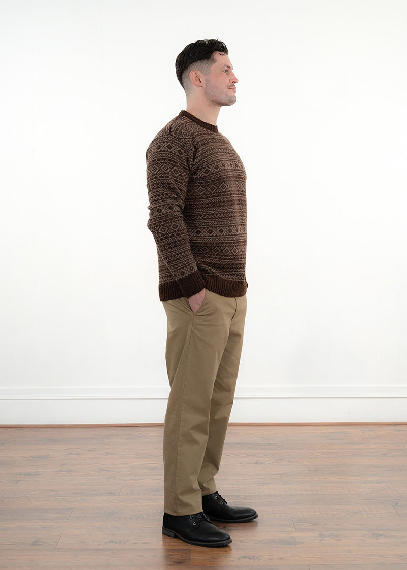 Mens Fair isle Conan Jumper - Coffee