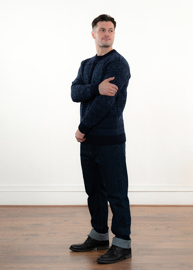 Mens Fair isle Conan Jumper - Navy
