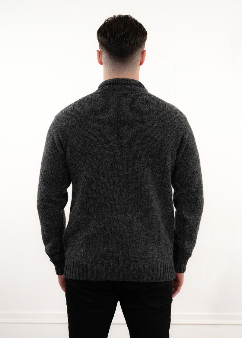 Mens Chunky Roll Neck Jumper - Mid Grey