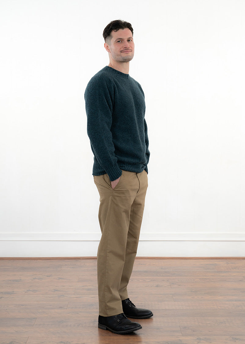 Mens Seamless Saddle Shoulder Shetland Jumper - Dark Teal