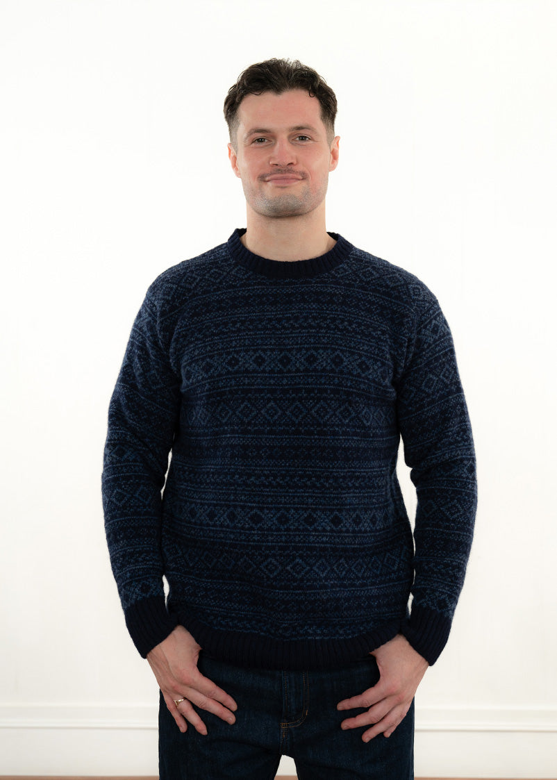 Mens Fair isle Conan Jumper - Navy