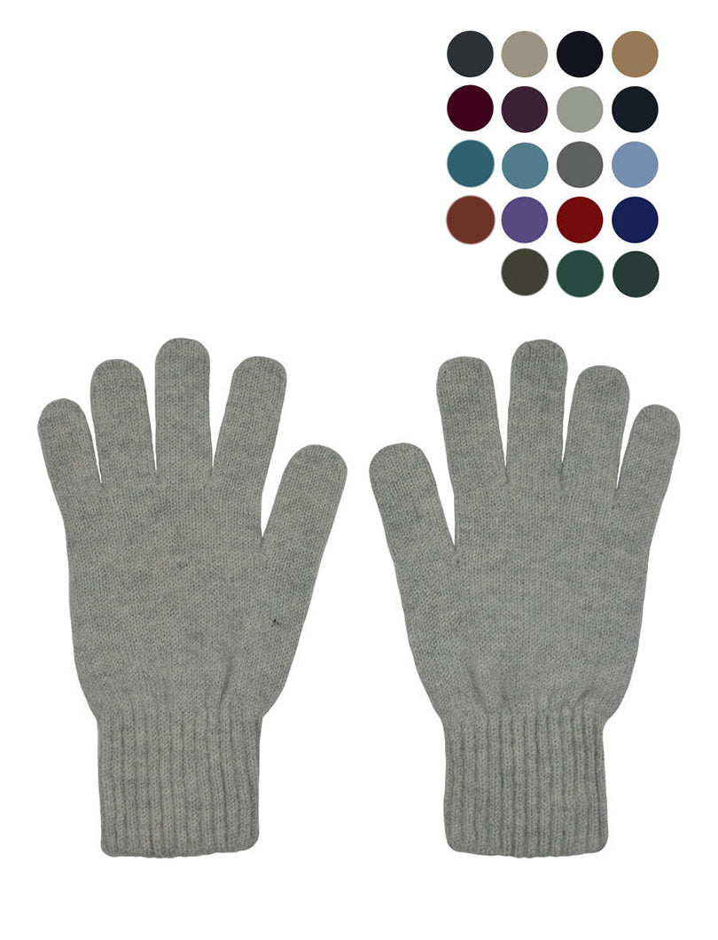 Womens Scottish Lambswool classic gloves. Available in a range of 19 colours from classic black, grey and navy blue to bright red, teal, green and purple