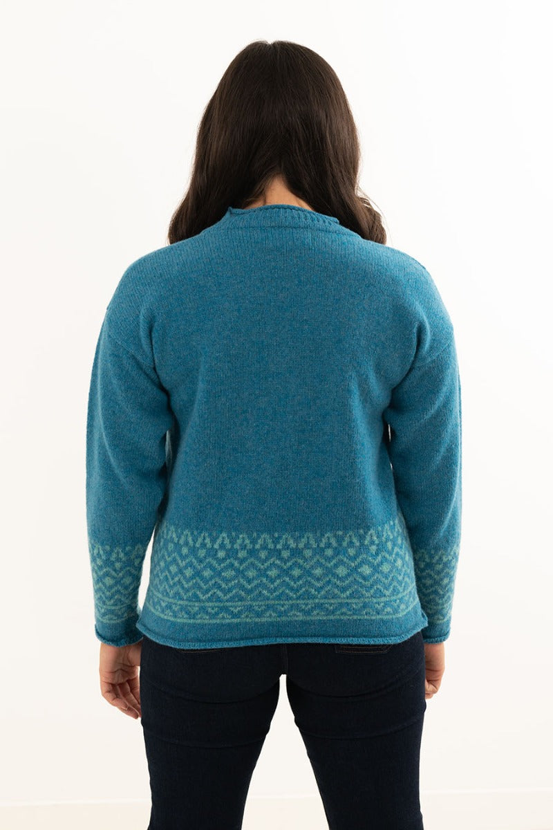 womens fair isle sweater turquoise wool braemar