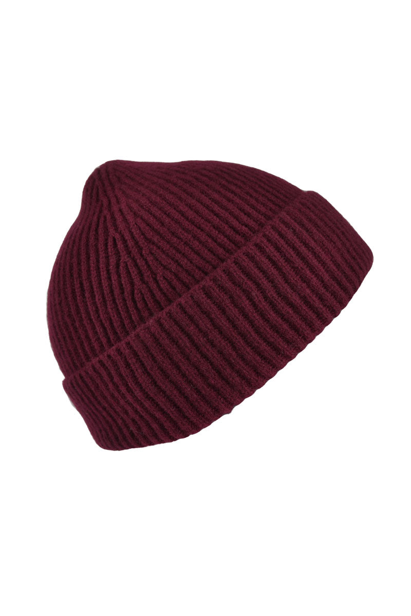 Scottish Lambs wool ribbed beanie In a wide range of colours