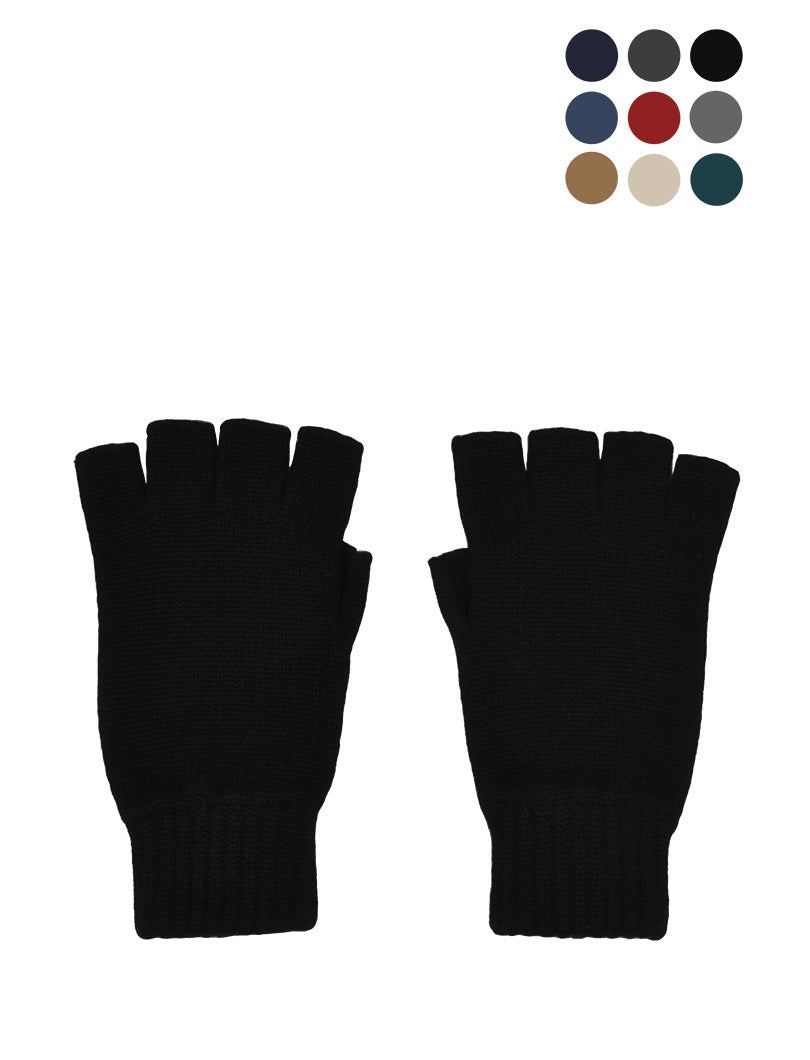Ladies Scottish Cashmere fingerless gloves. 9 colours including black, navy blue and grey