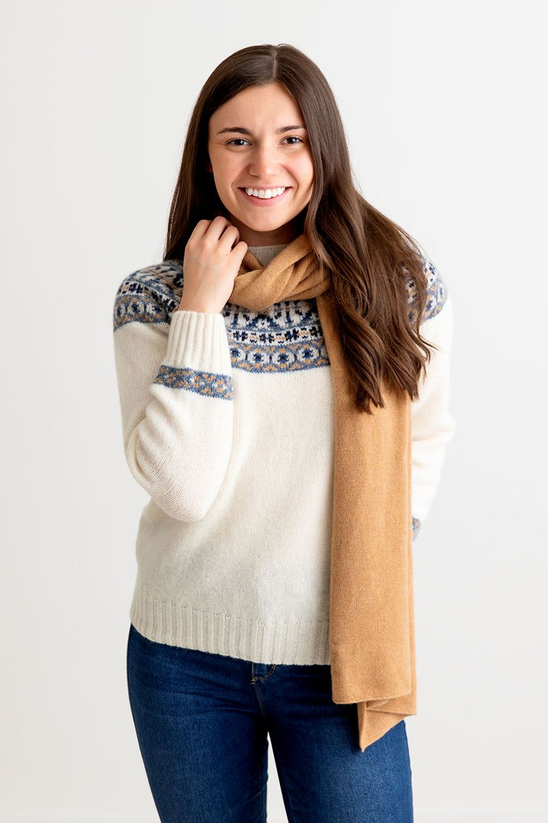 cashmere knitted stole camel scarf oversize