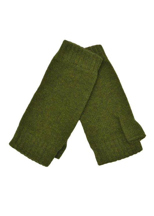 Women's Scottish Cashmere Wrist Warmers - Moss Green