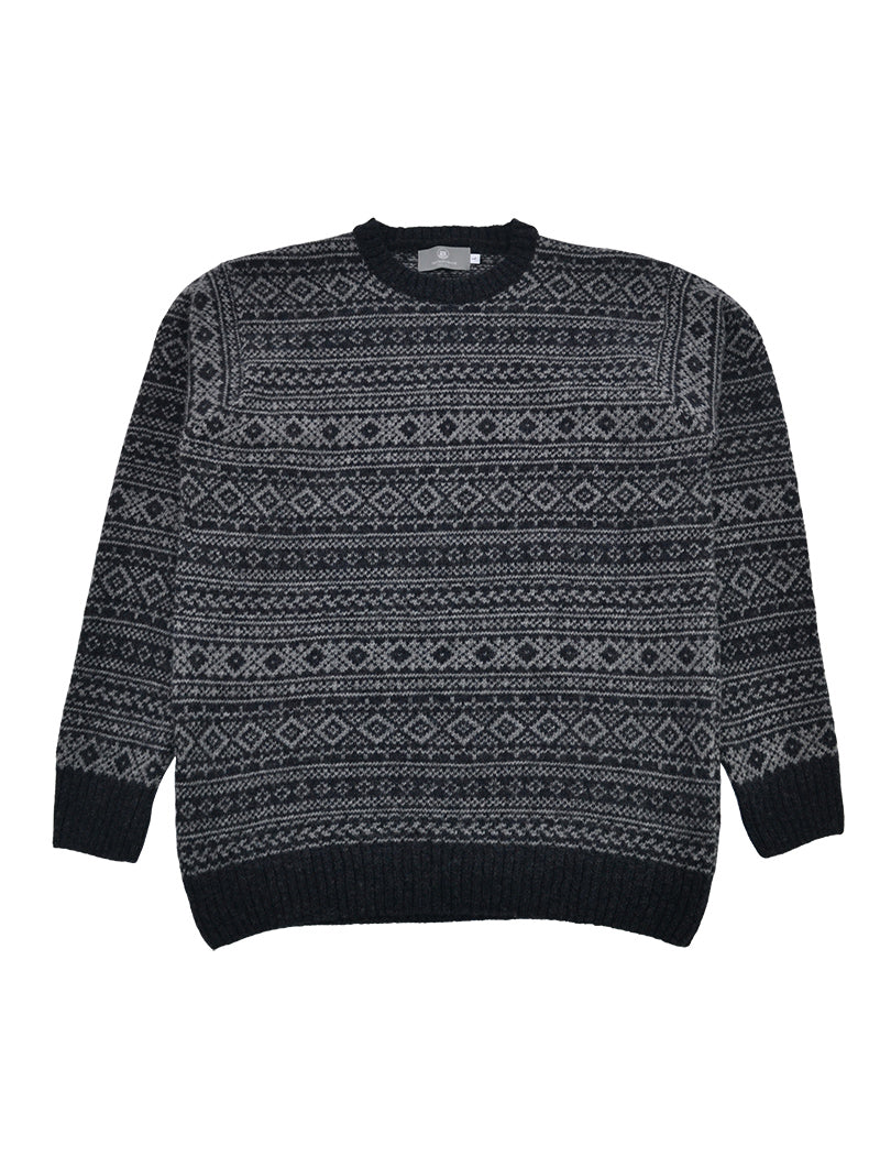 Mens Fair isle Conan Jumper - Charcoal