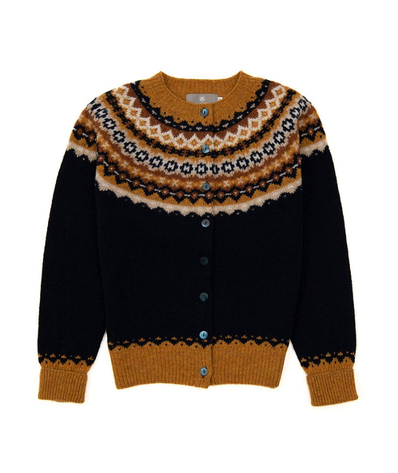 Womens Crathie Fair isle Cardigan Navy - Main Image