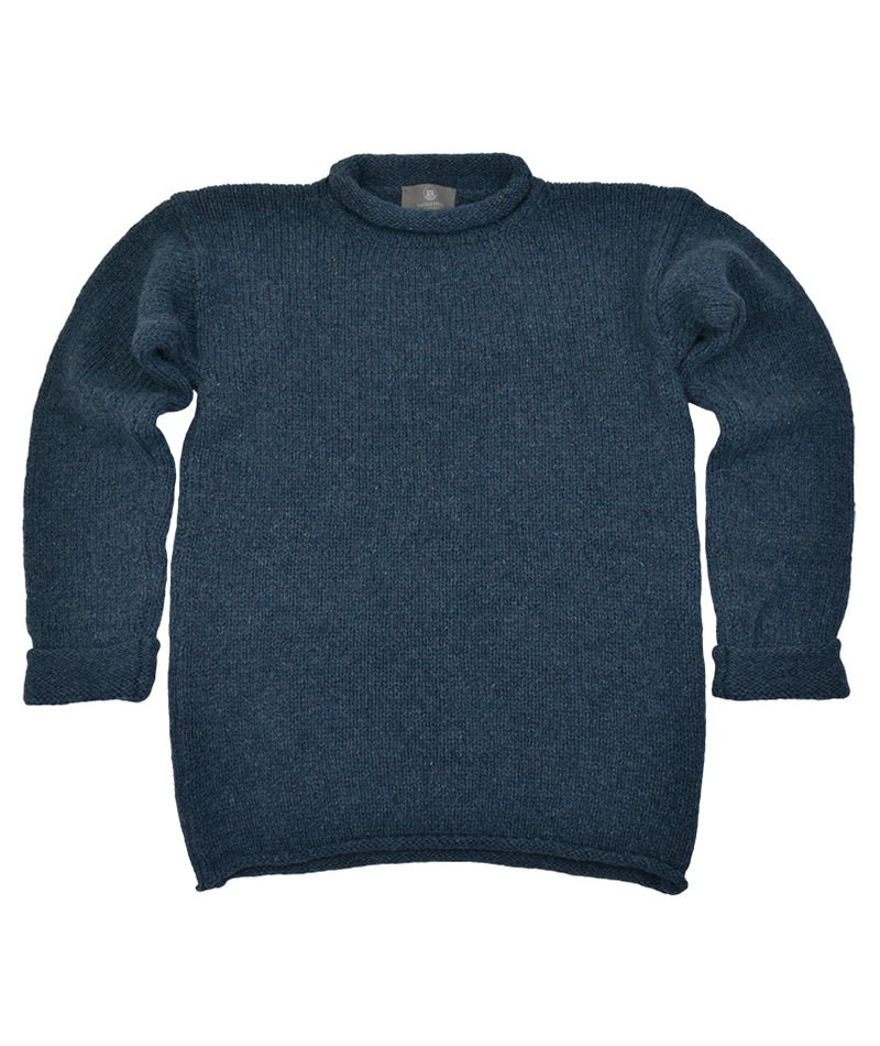 denim blue wool jumper with chunky cuffs