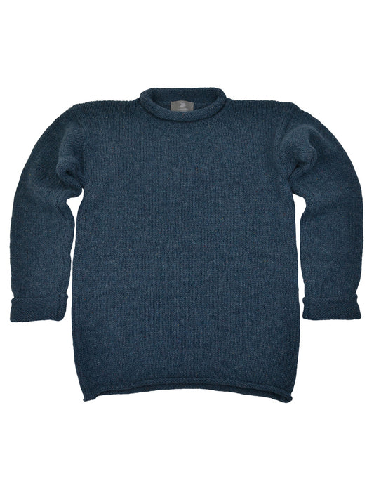denim blue wool jumper with chunky cuffs