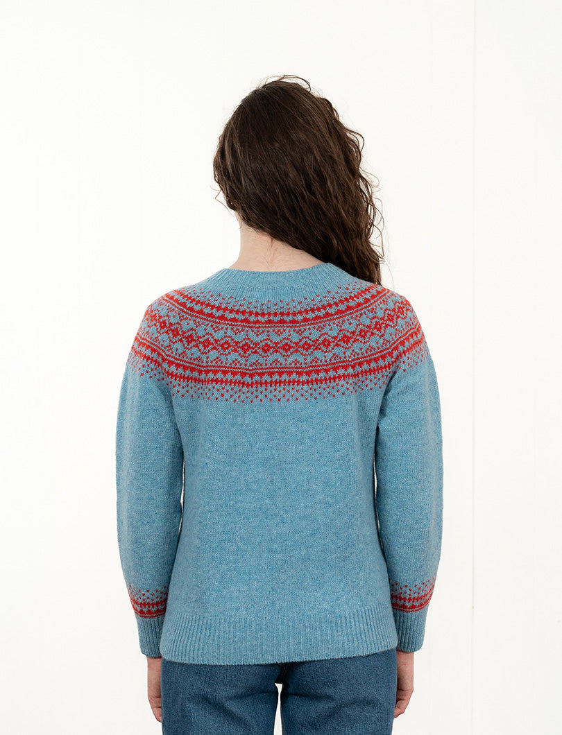 Womens Aviemore Yoke Fair Isle Jumper - Duck Egg