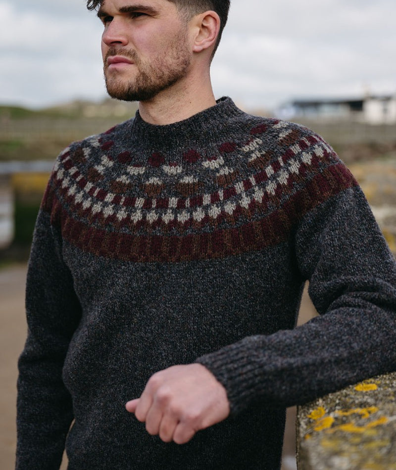 fair isle jumper sweater for men grey staffa