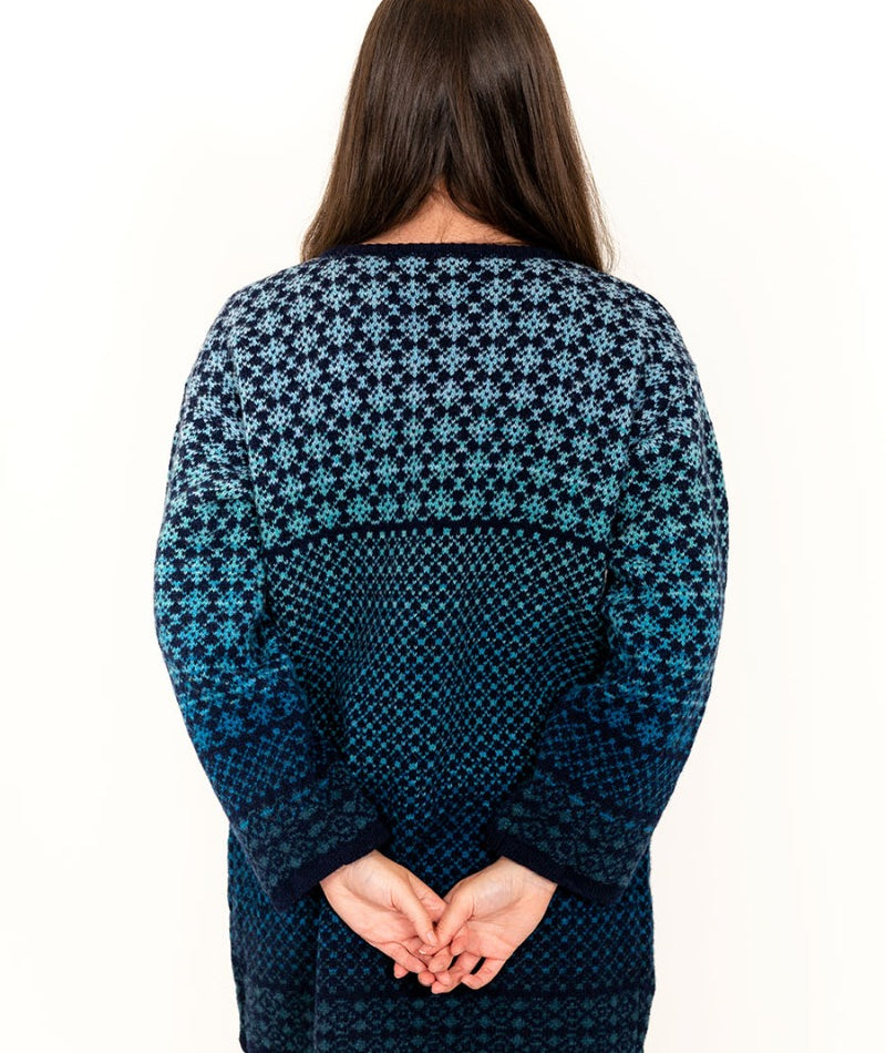 fair isle long cardigan kimono coatigan navy blue