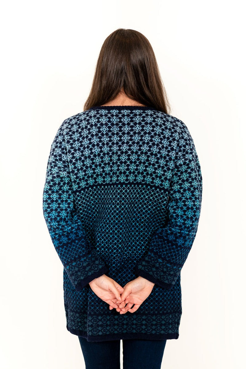 fair isle long cardigan kimono coatigan navy blue