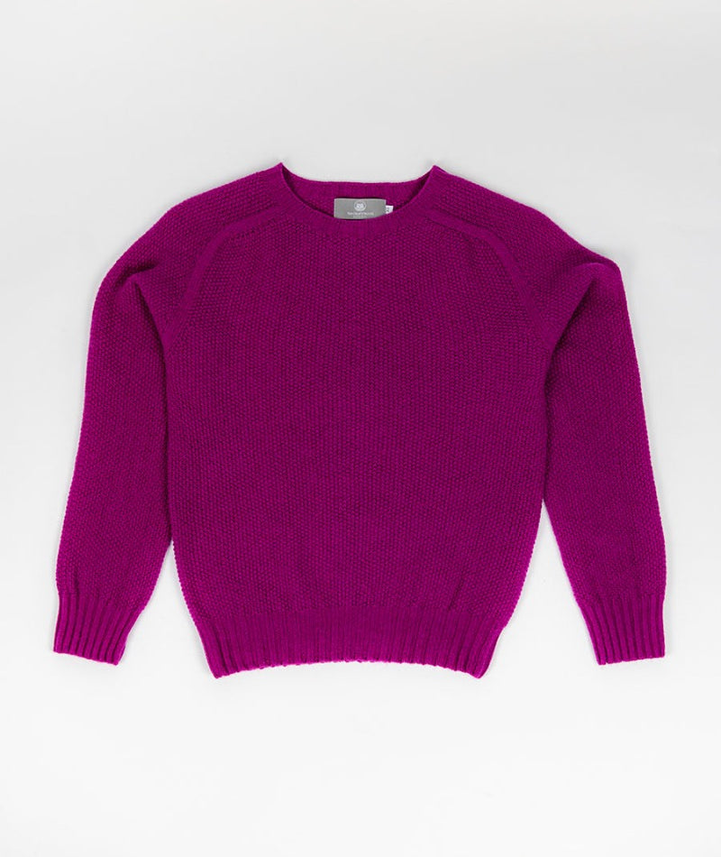 womens fuchsia pink moss stitch lambs wool jumper sweater 