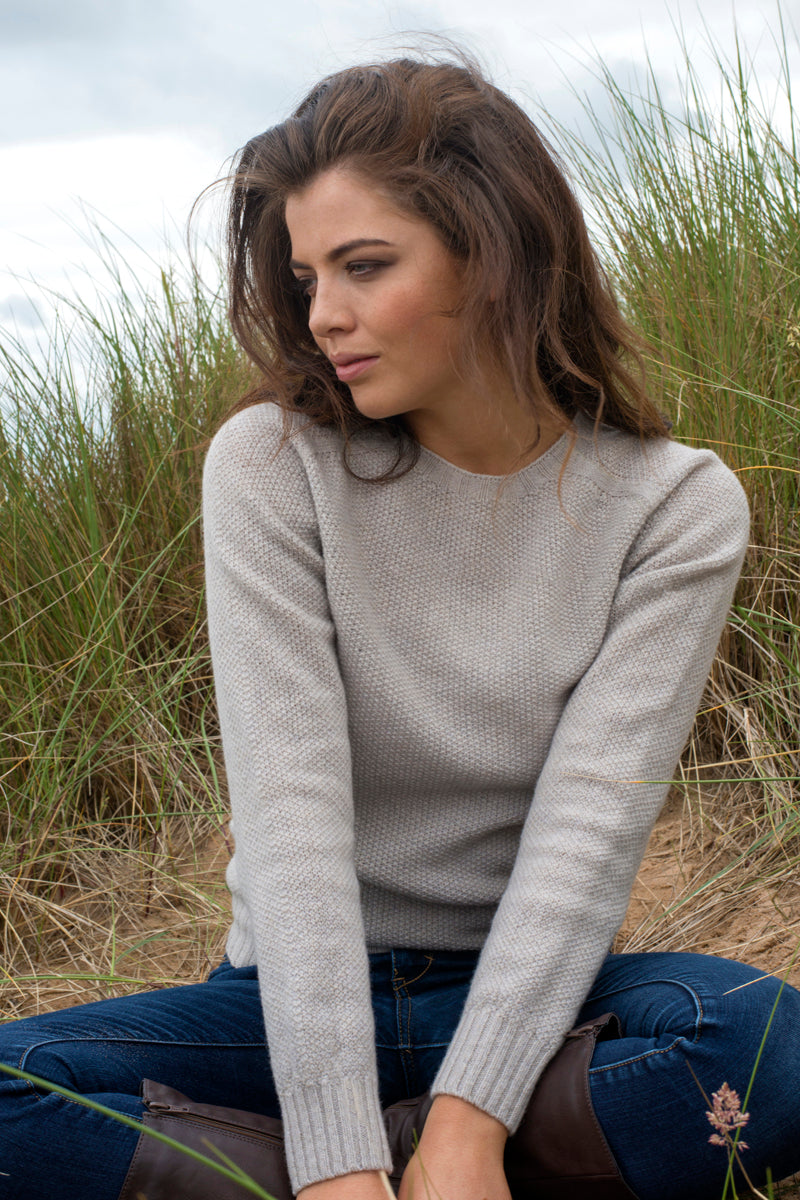 Agate Grey Geelong Moss Stitch Ladies Jumper 
