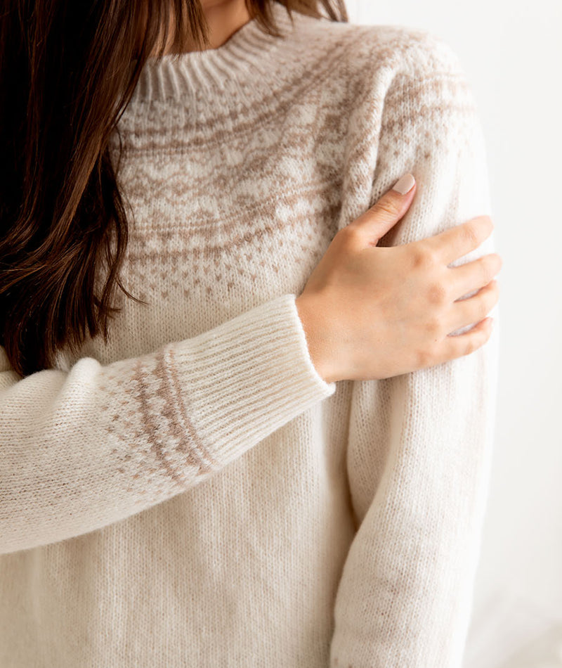 Womens Aviemore Yoke Fair Isle Jumper winter white