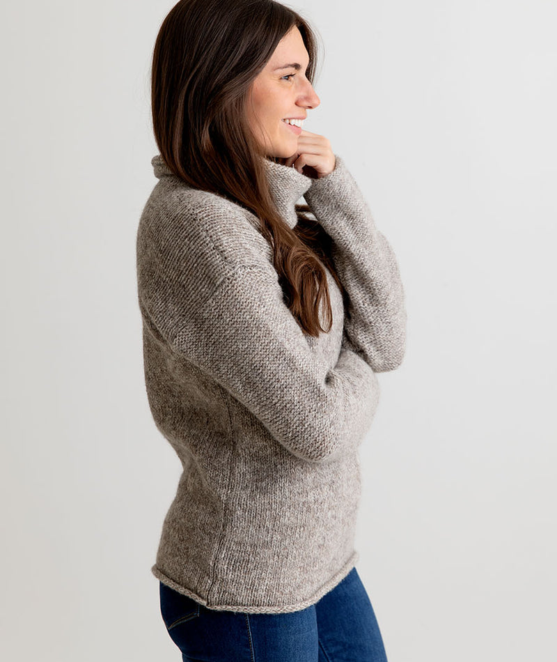 ladies chunky cowl neck jumper sweater natural undyed scottish wool