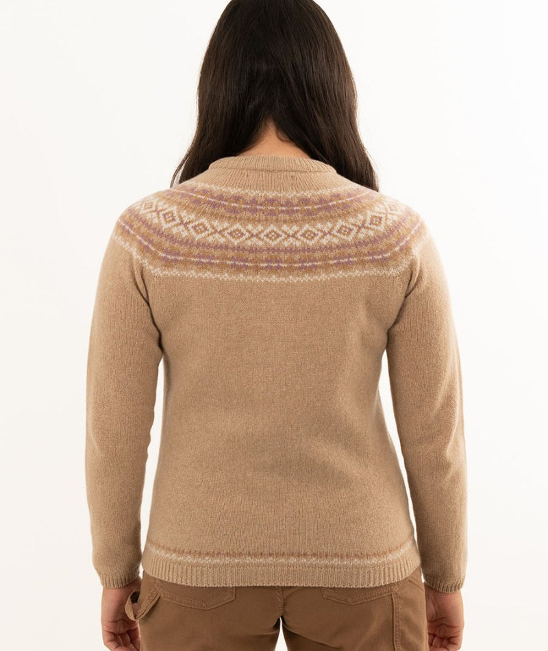 ladies soft lambswool fair isle jumper camel almond
