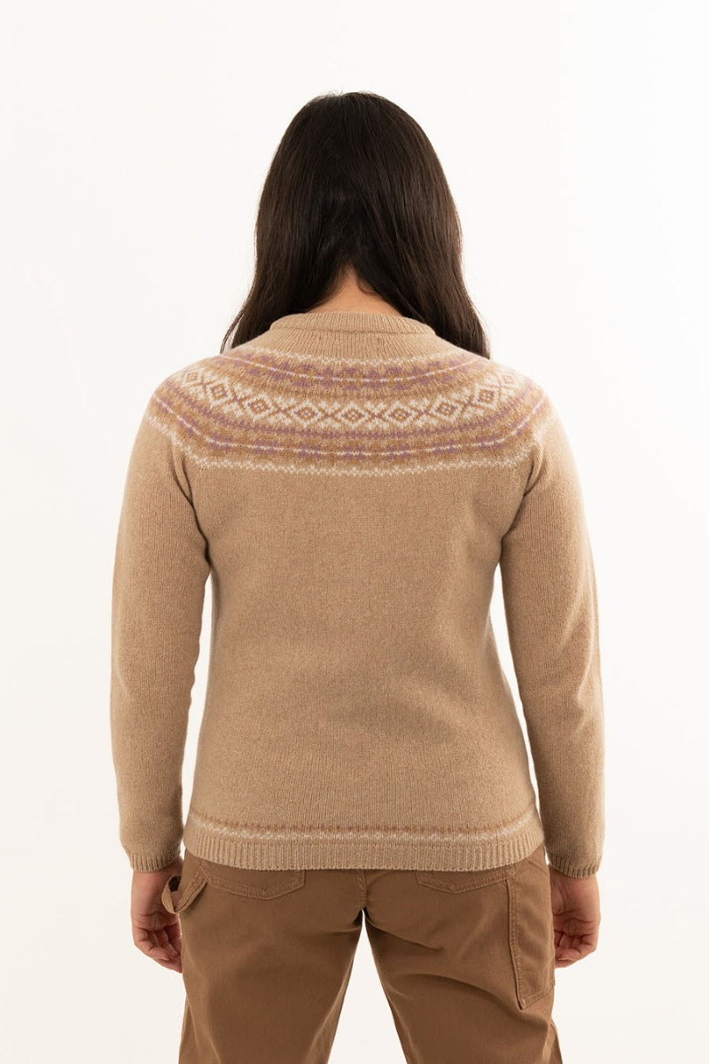 ladies soft lambswool fair isle jumper camel almond