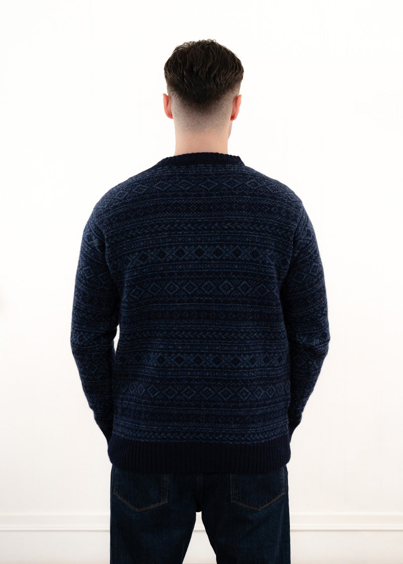 Mens Fair isle Conan Jumper - Navy