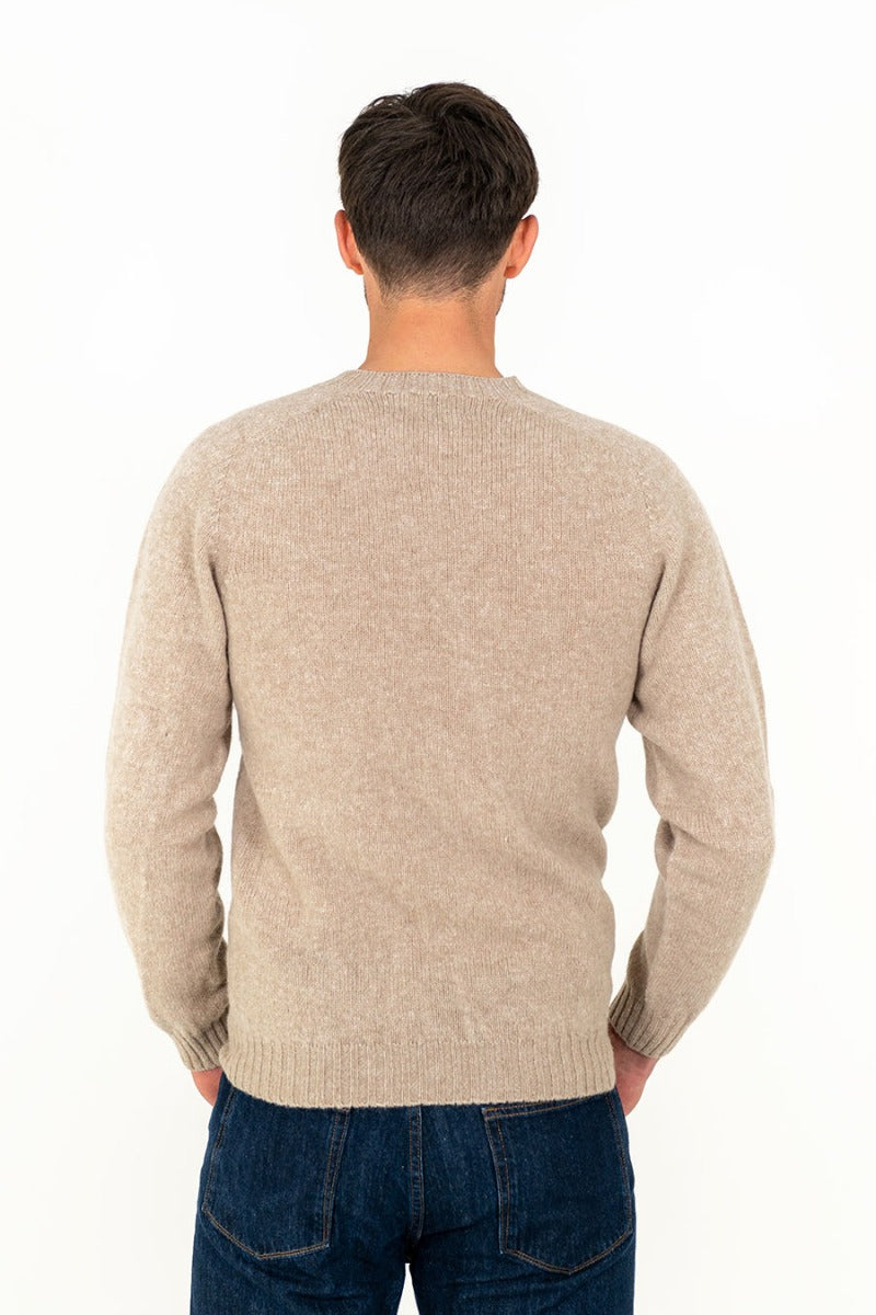 mens beige shetland wool sweater jumper oatmilk