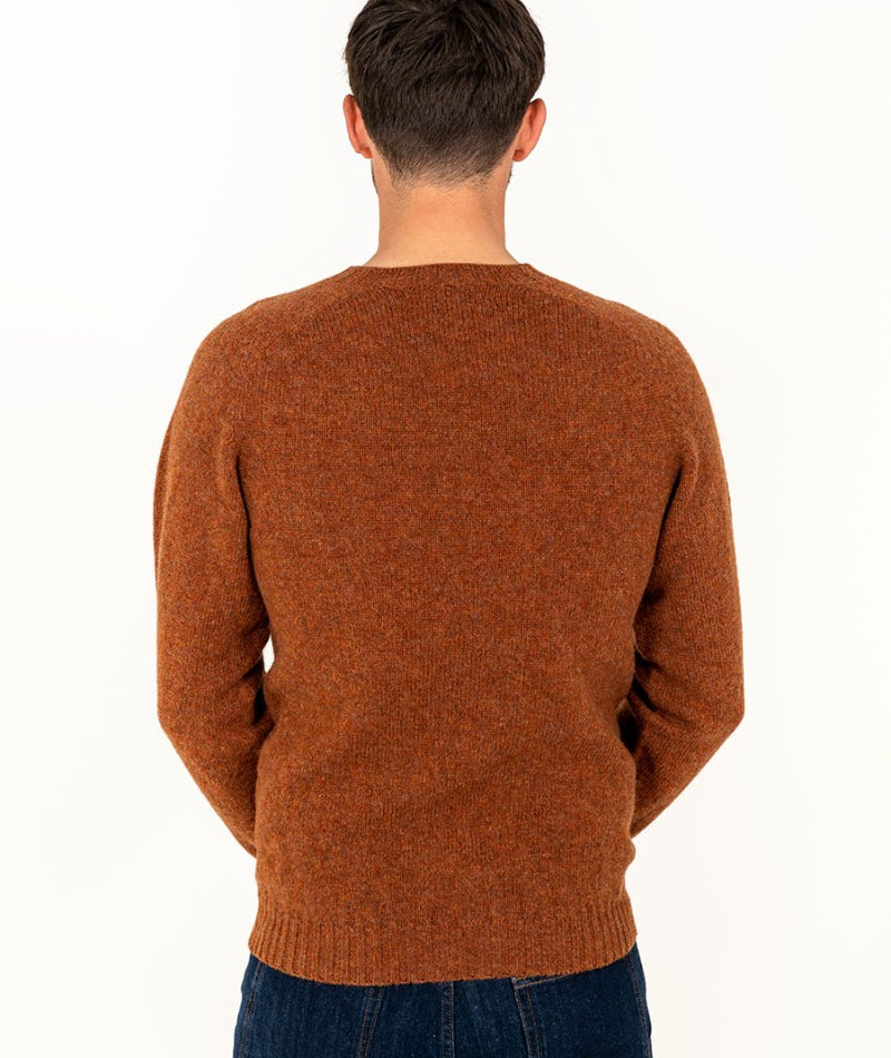 mens sienna brown shetland wool sweater jumper rust