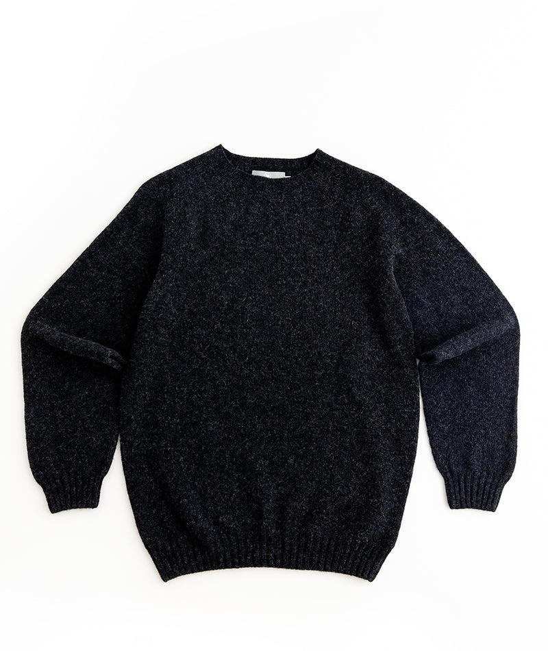 Mens charcoal wool shetland jumper sweater seamless
